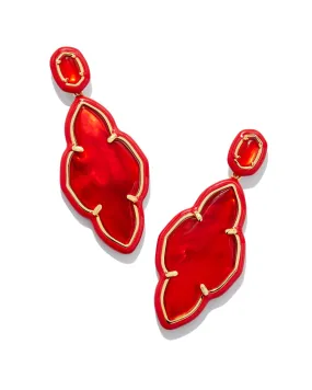 Abbie Enamel Frame Statement Earring in Gold Red Illusion