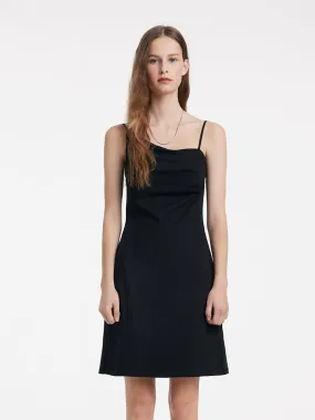 Asymmetrical Slim Spaghetti Strap Dress With Detachable Bra Pads