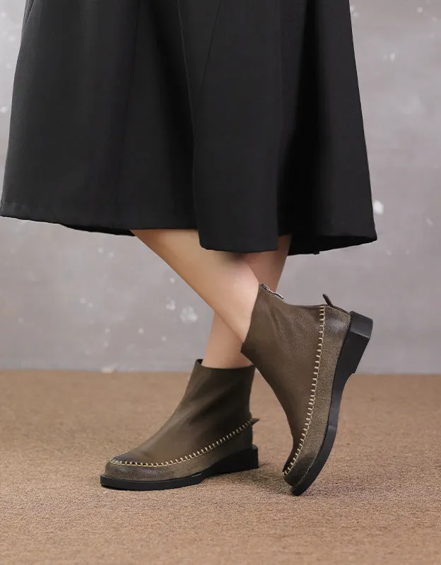 Autumn Winter Suede Leather Stitiching Ankle Boots