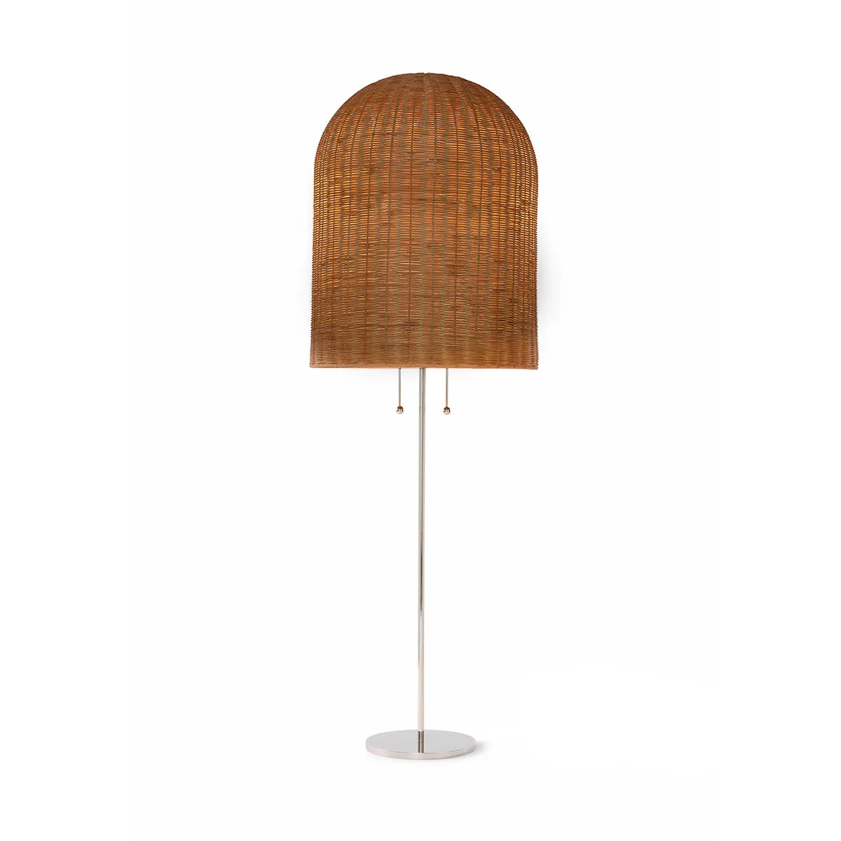 Bell Floor Lamp (Chrome / Natural Rattan)