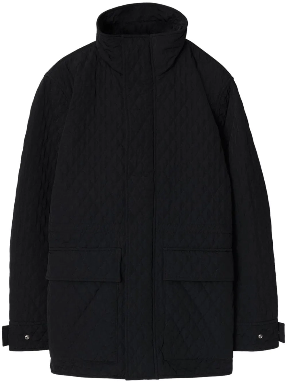 BLACK DIAMOND QUILTED DETACHABLE CHECK-PRINT HOOD COAT