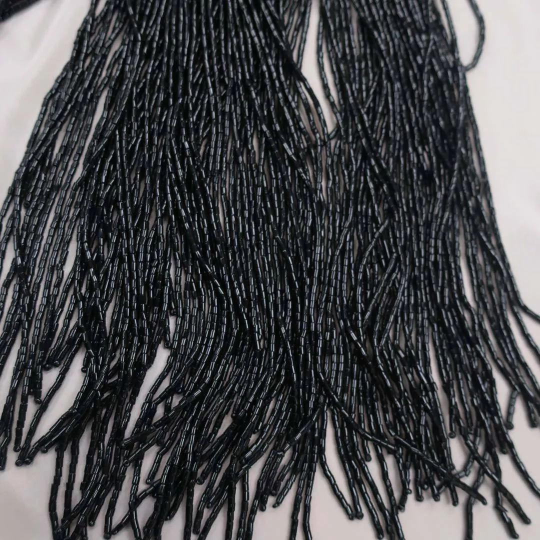 Black Fringe Beaded Fashion Fabric