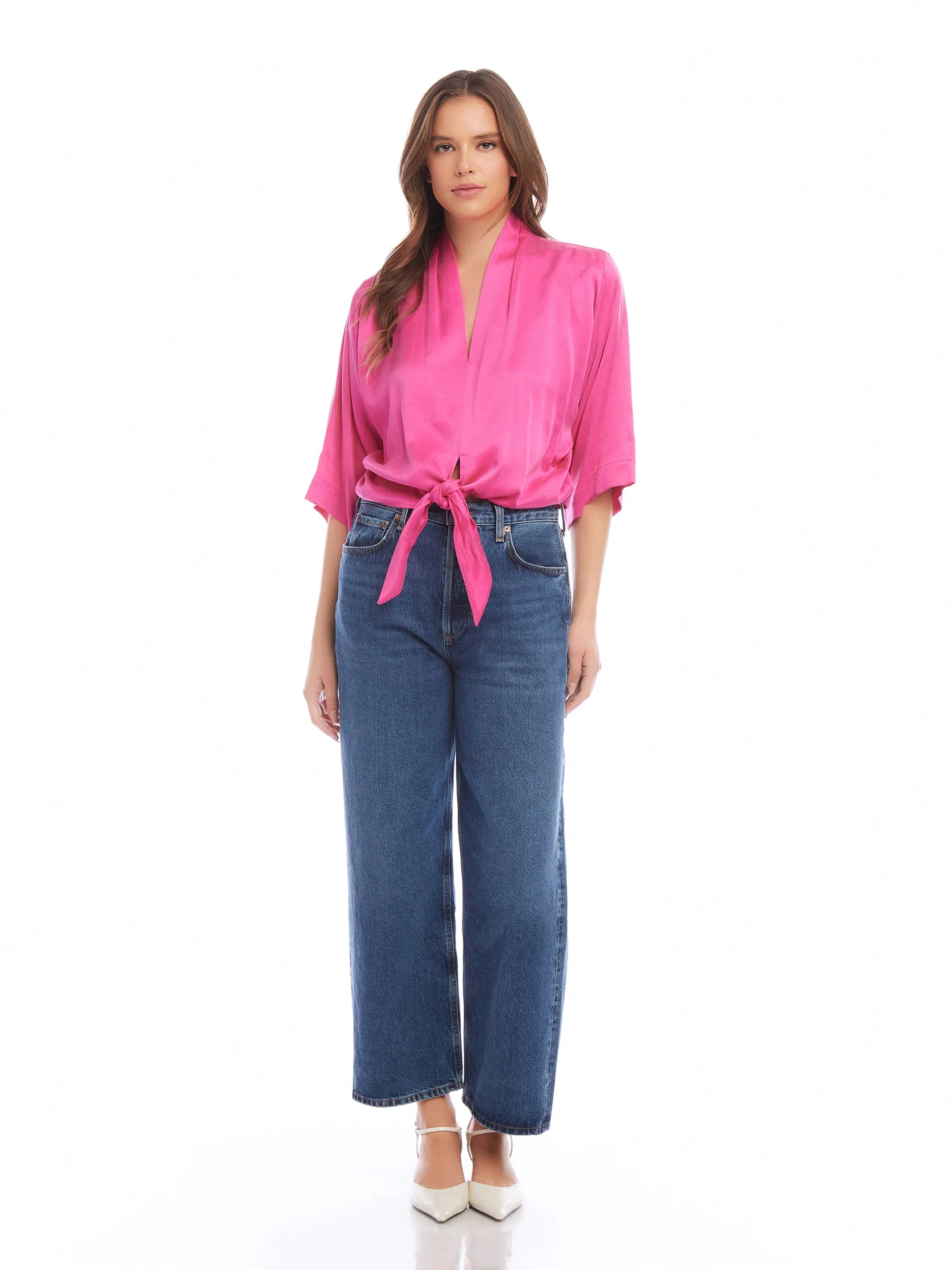 Blouson Tie-Front Blouse