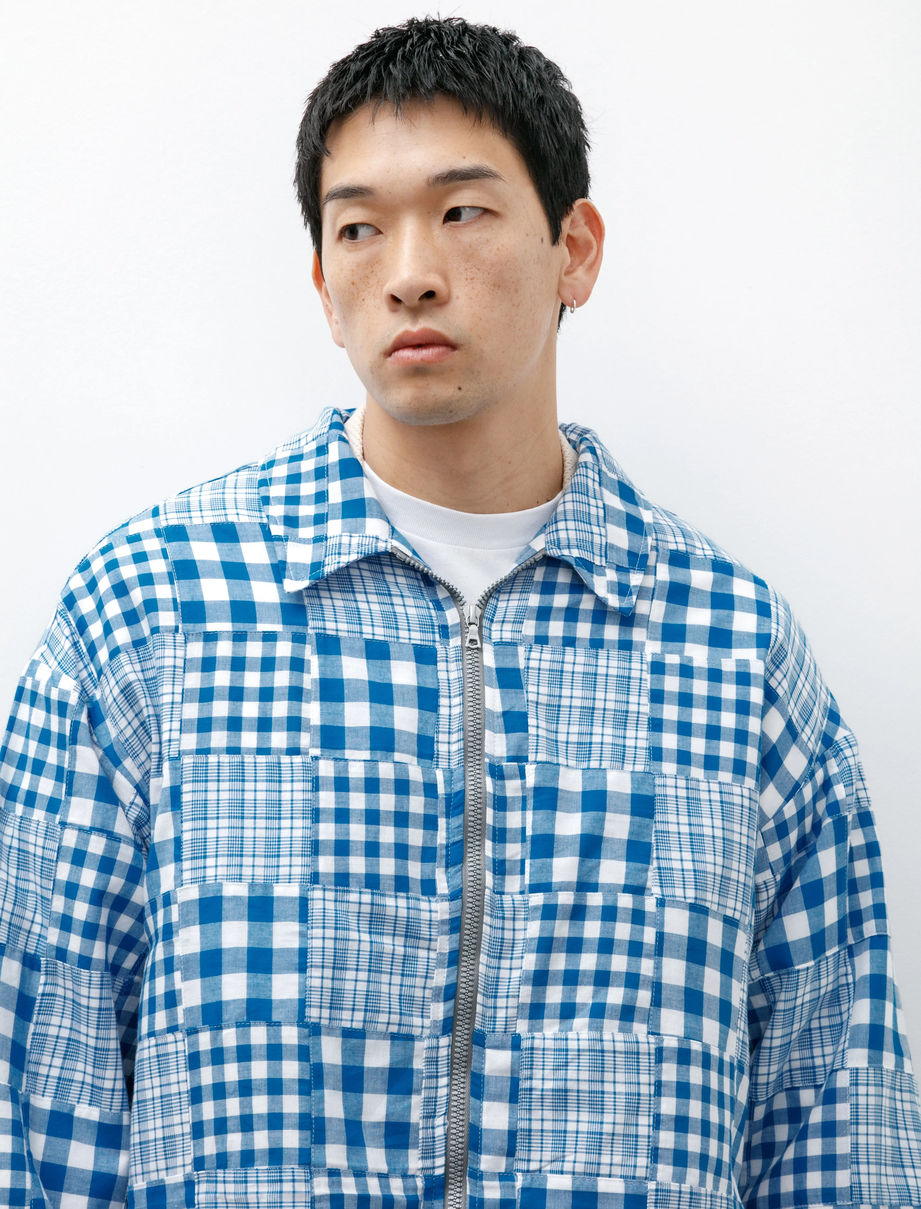 Boxy Swing Jacket Blue Madras Patchwork