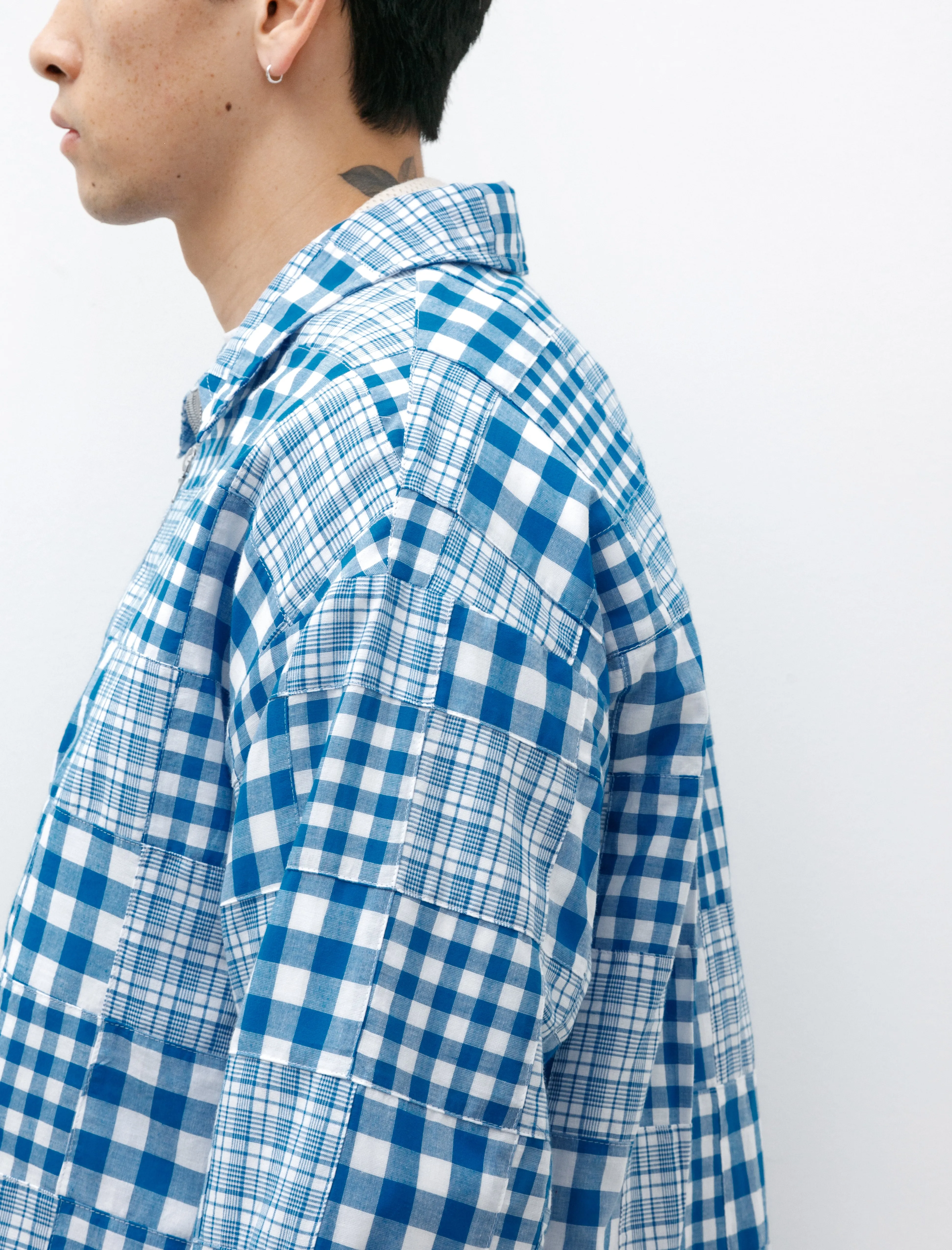 Boxy Swing Jacket Blue Madras Patchwork