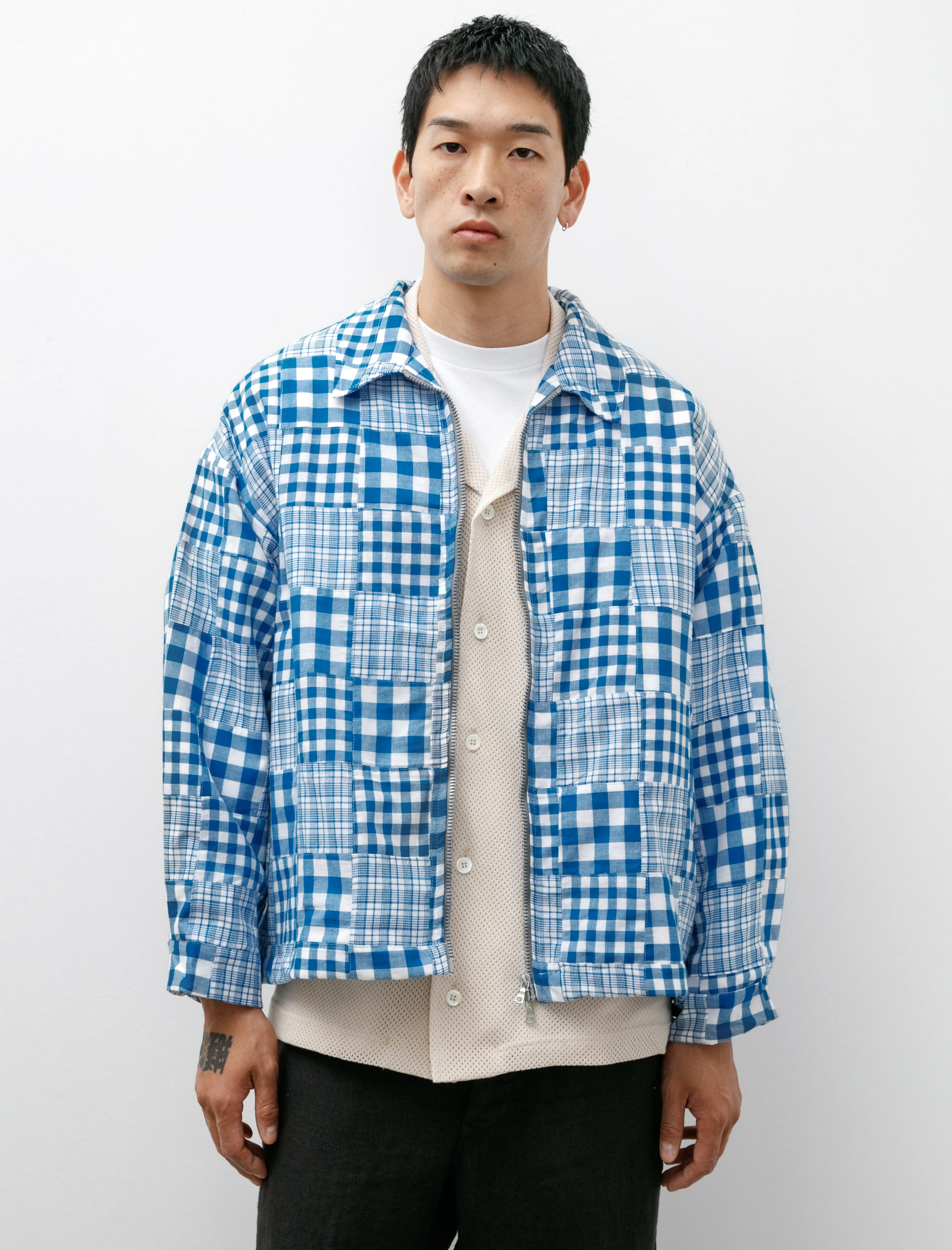 Boxy Swing Jacket Blue Madras Patchwork