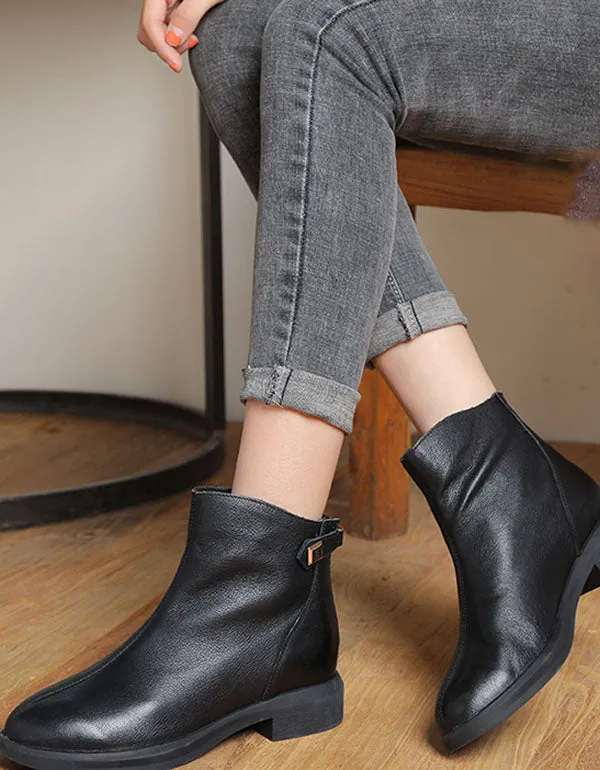 Casual Leather Women Short Boots