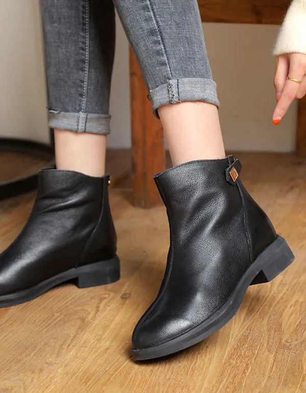 Casual Leather Women Short Boots