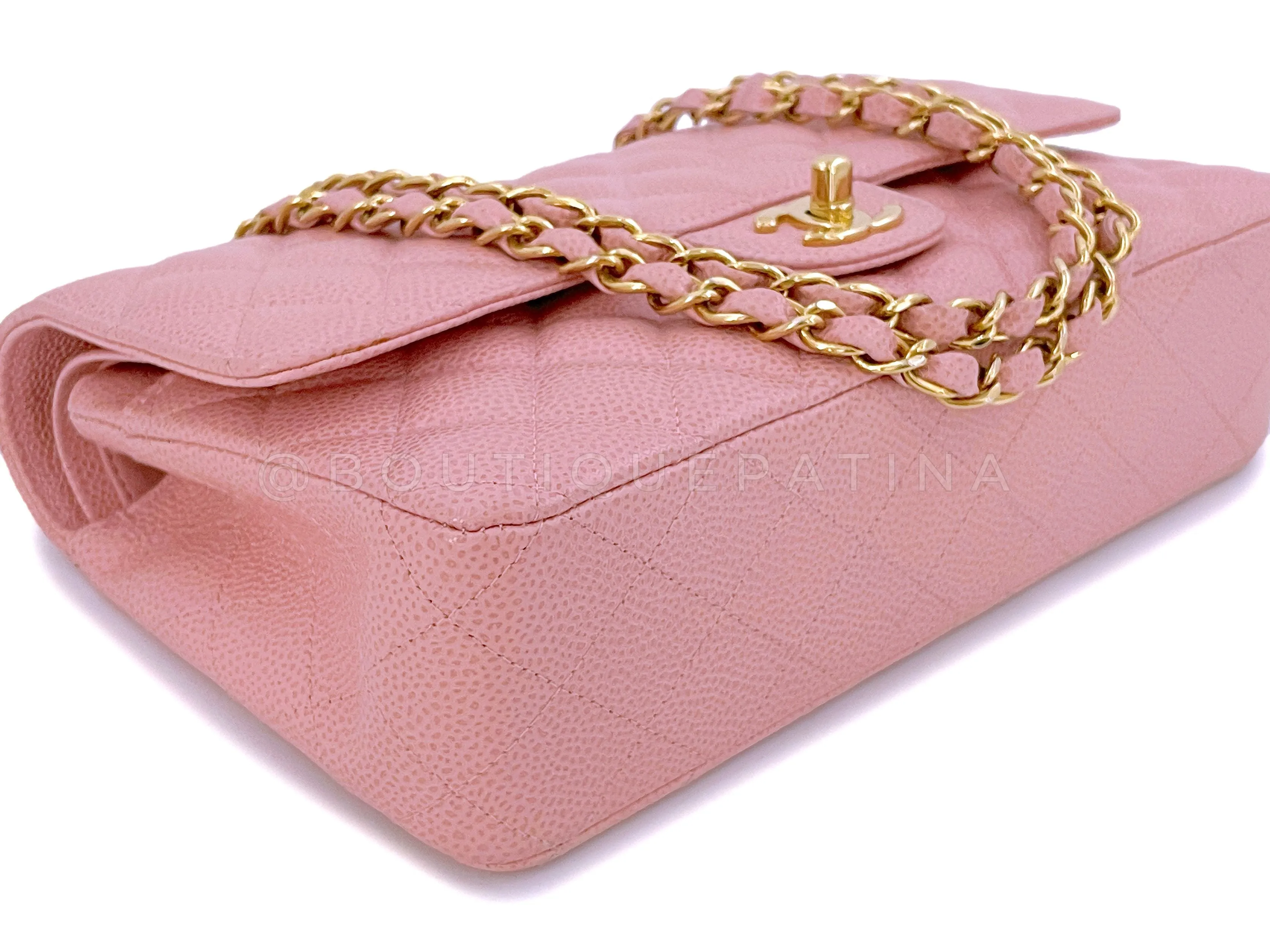 Chanel 2004 Vintage Sakura Pink Caviar Medium Classic Double Flap Bag 24k GHW