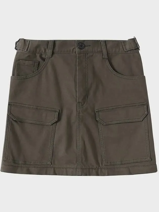 Cotton Detachable Cargo A Line Skirt Khaki