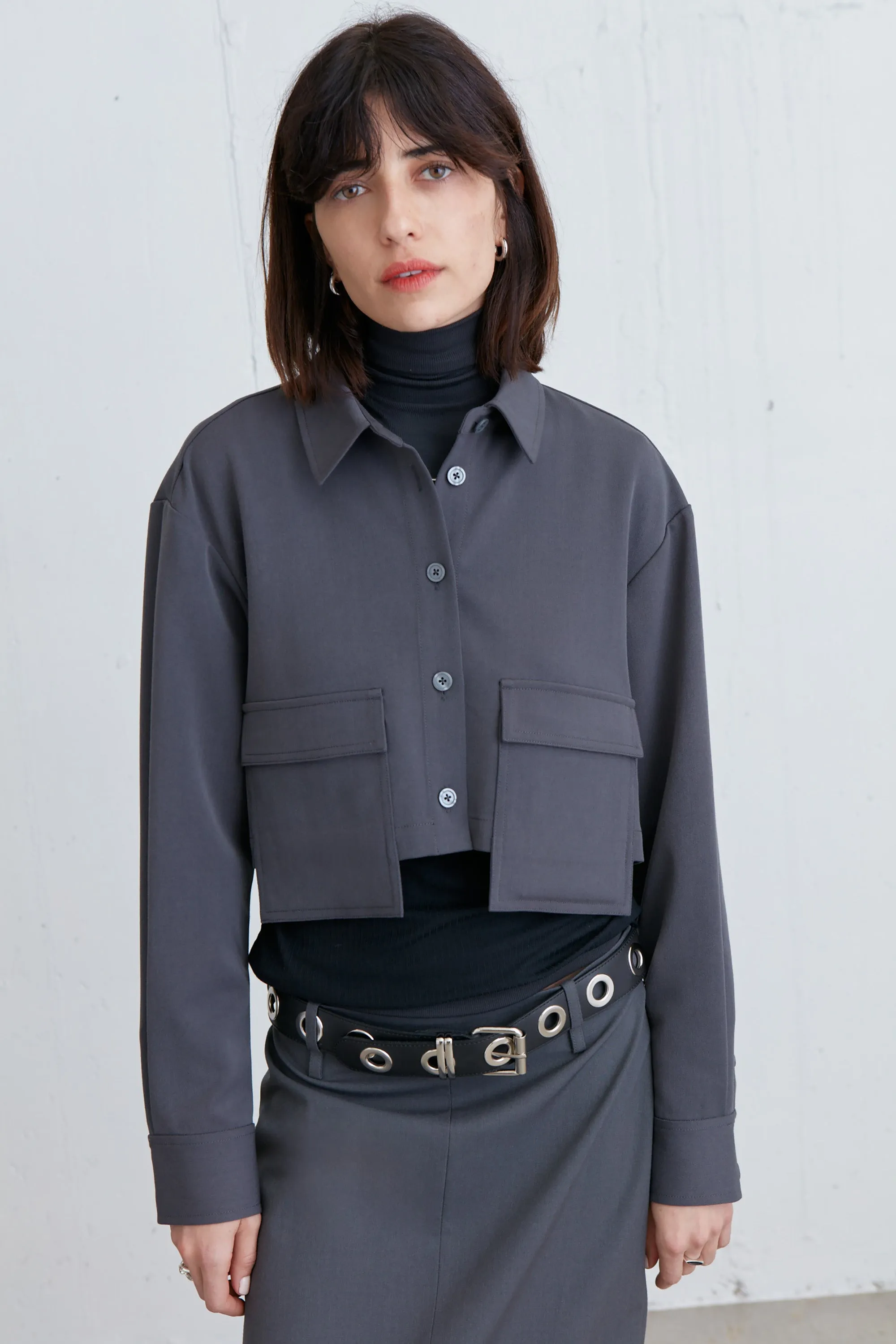 CROPPED COLLARED SHIRT