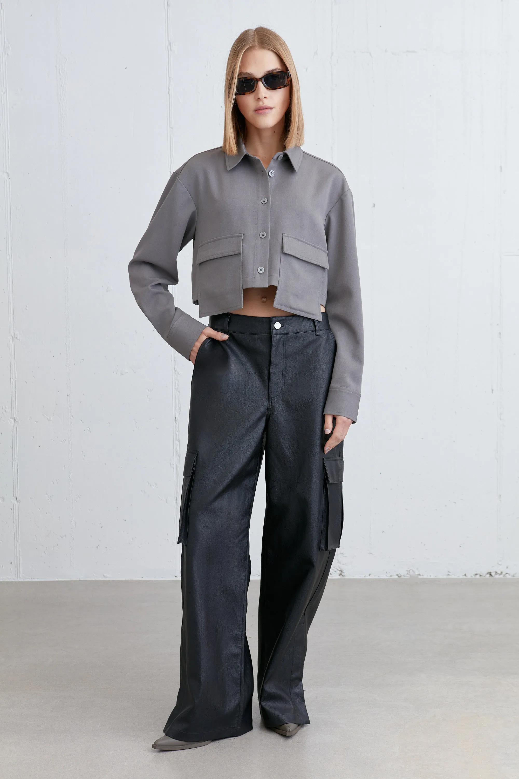 CROPPED COLLARED SHIRT