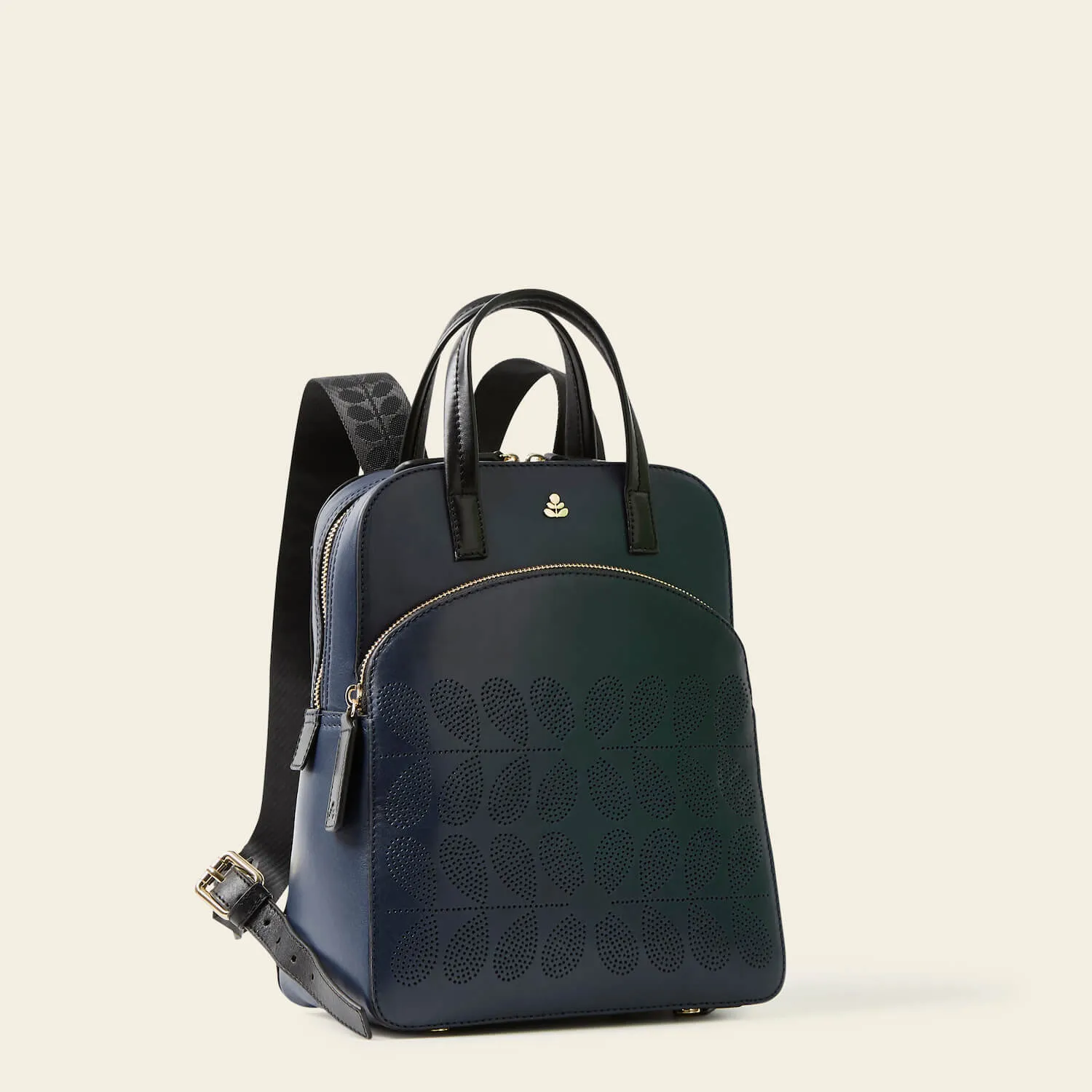 Emilia Petite Backpack - Navy Punched Flower