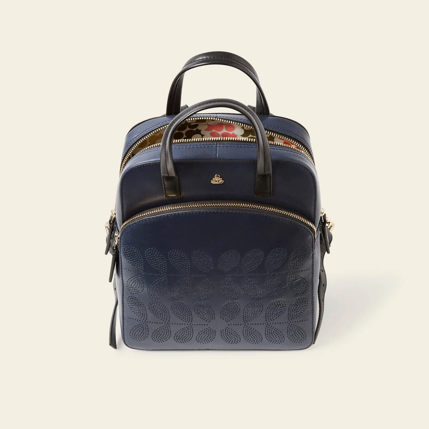 Emilia Petite Backpack - Navy Punched Flower