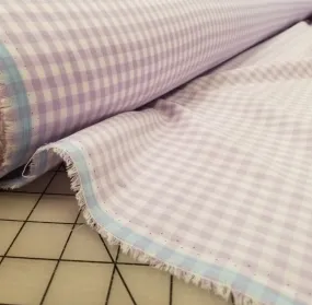 End of Bolt: 4 yards of Designer Deadstock Gingham Cottage Lavender Lilac Picnic Cotton Shirting Poplin Woven-remnant