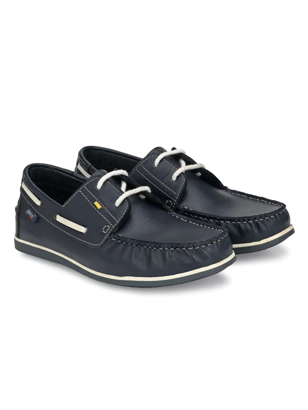 Hitz Men's Blue Synthetic Slip-On Casual Boat Shoes