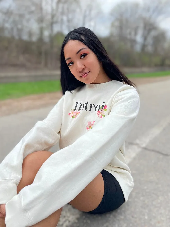 Ink Detroit - Detroit Apple Blossom - Crewneck Sweatshirt - Natural