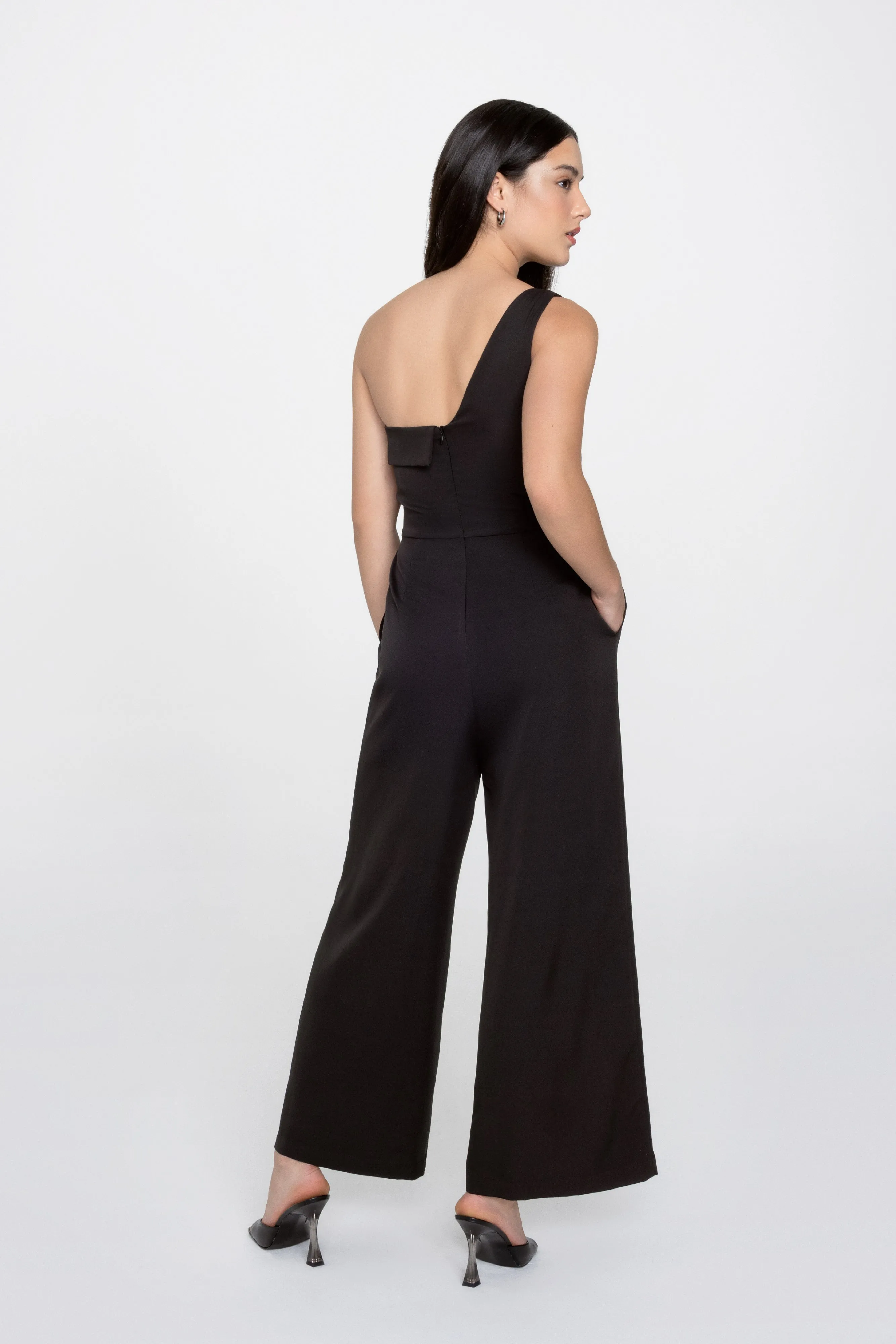 Keilani Toga Jumpsuit in Black (with detachable straps)