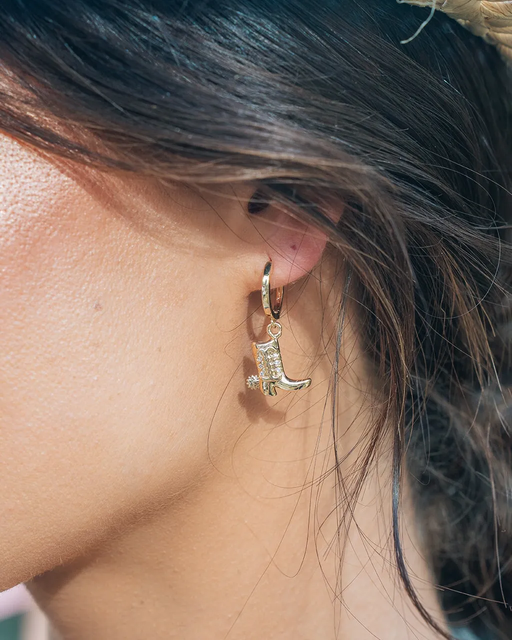 Loretta CZ Cowboy Boot Micro Hoop Earrings