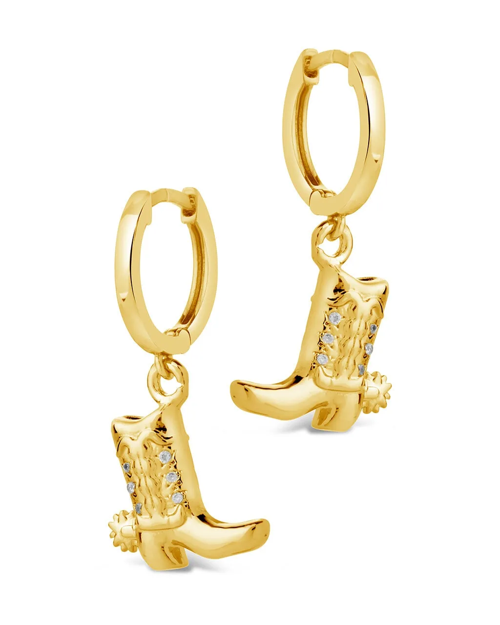 Loretta CZ Cowboy Boot Micro Hoop Earrings