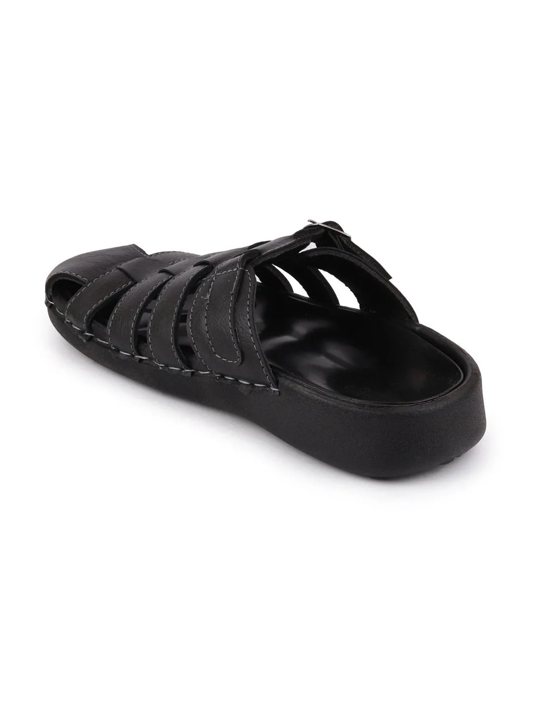 Men Black Casual Slip-On Fishermen Sandals