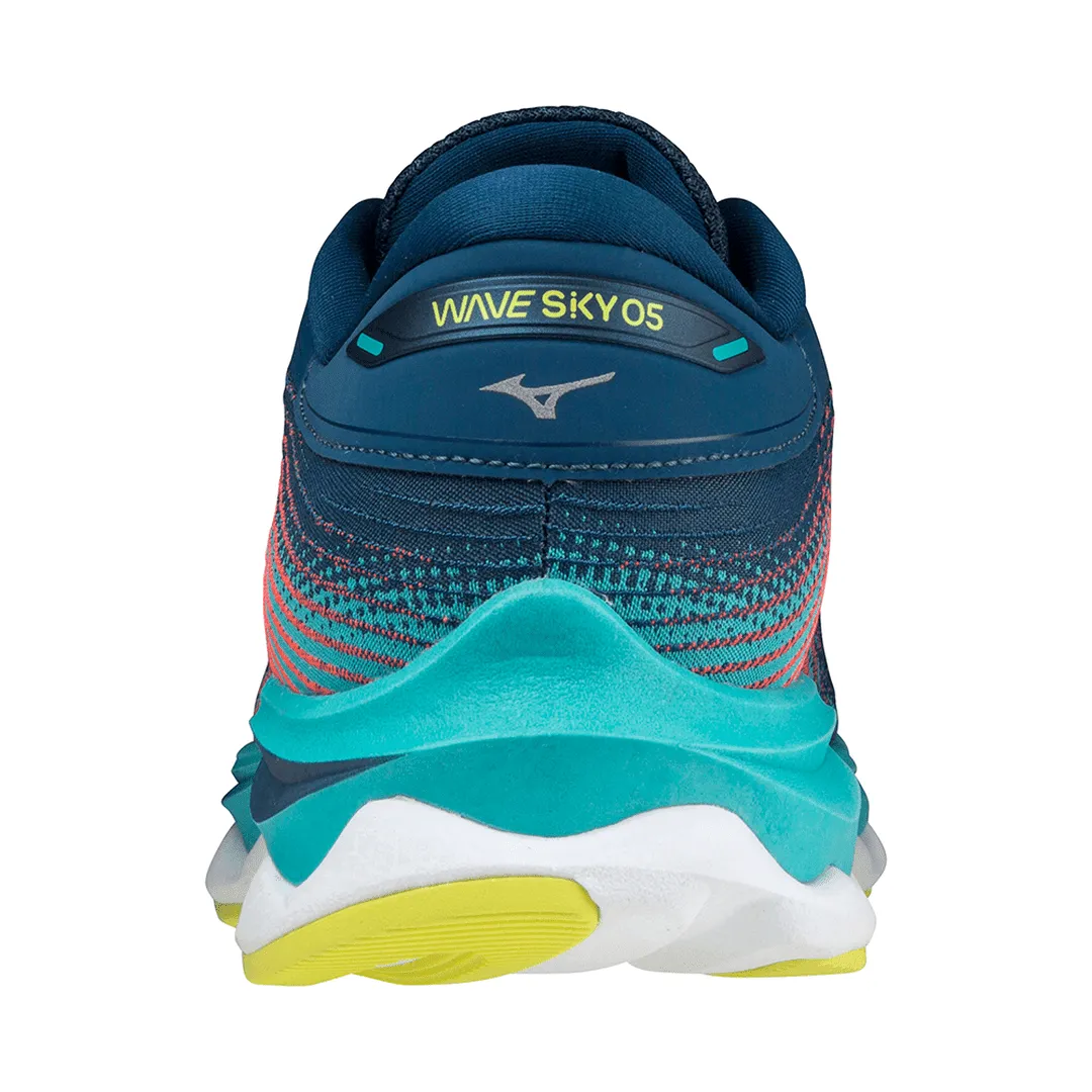 Mizuno Wave Sky 5 - Sea/Silver/Ignition Red