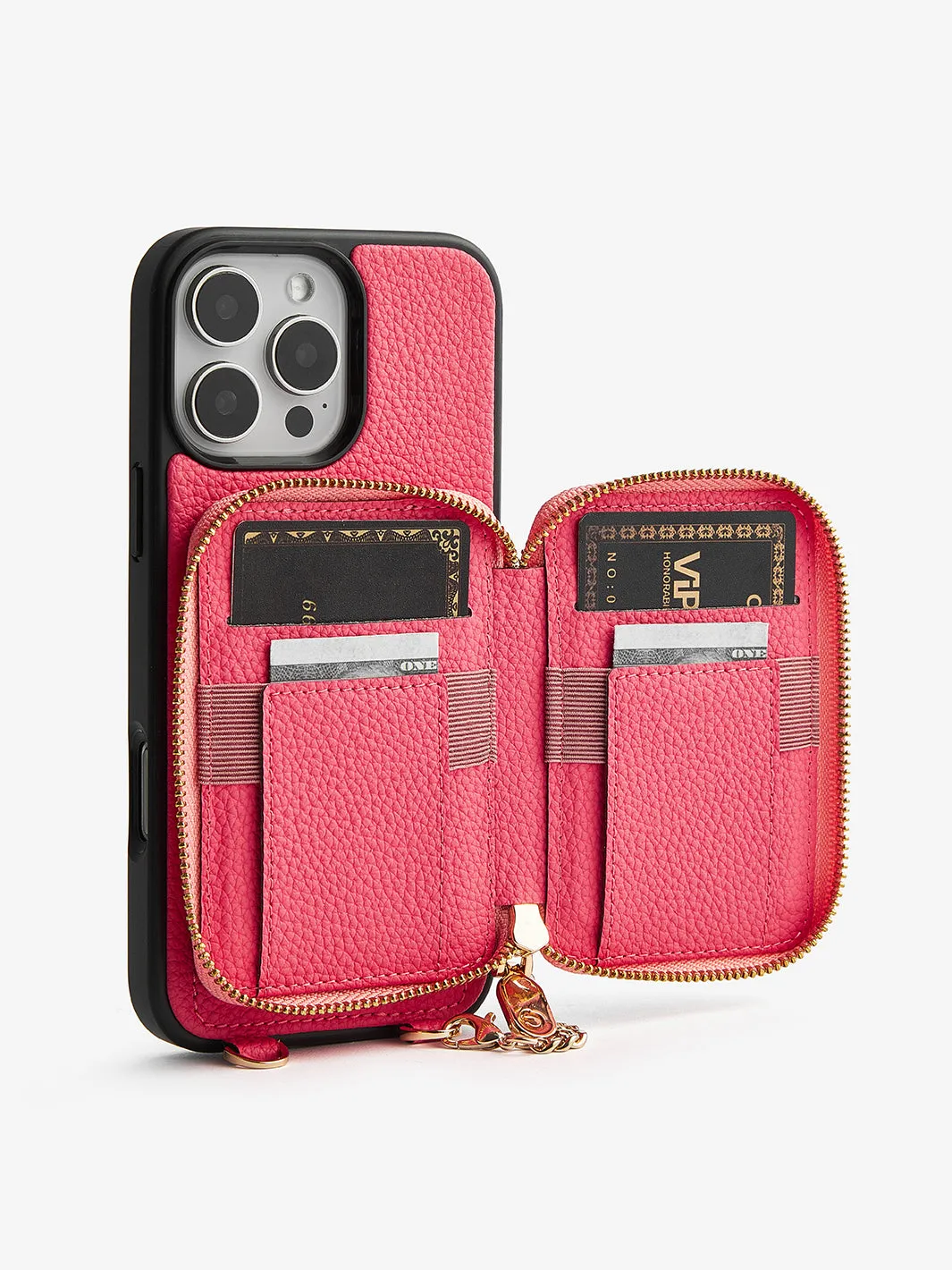 Original Design Set- Detachable Wireless Charging Crossbody Wallet Phone Case Contrast Round Pouch Set