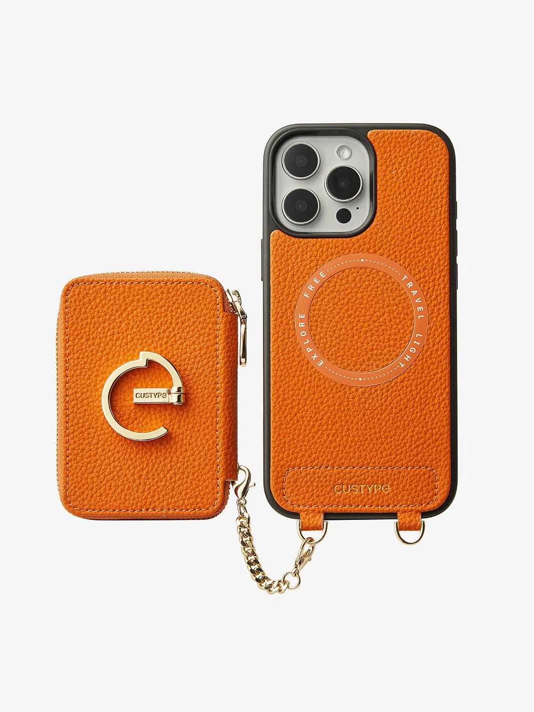 Original Design Set- Detachable Wireless Charging Crossbody Wallet Phone Case Contrast Round Pouch Set