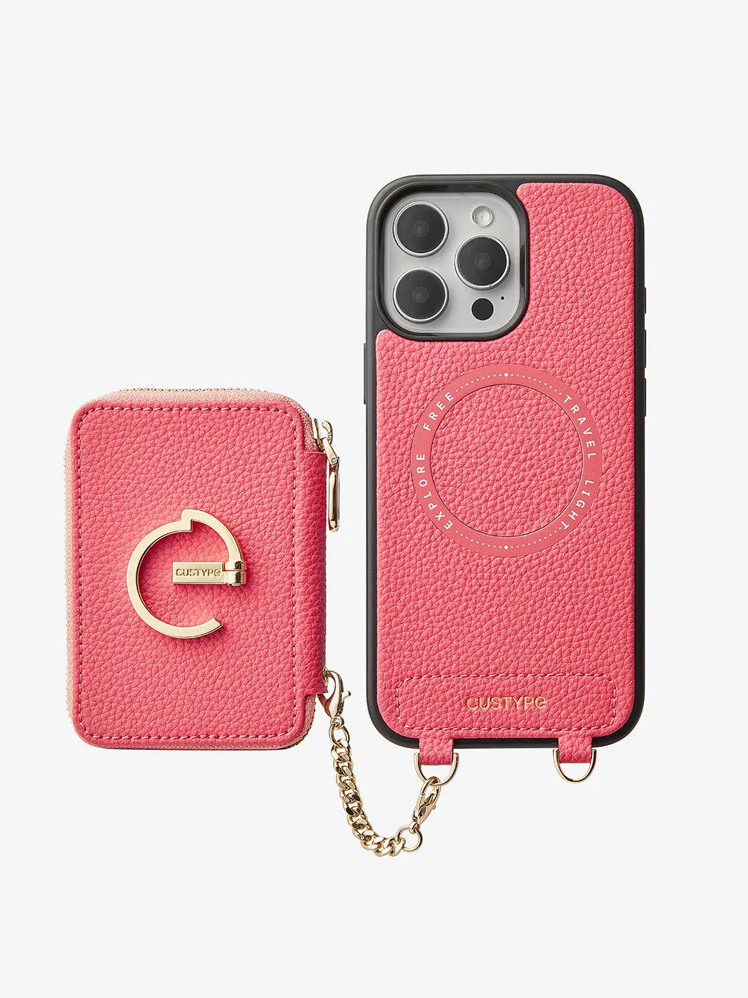 Original Design Set- Detachable Wireless Charging Crossbody Wallet Phone Case Contrast Round Pouch Set