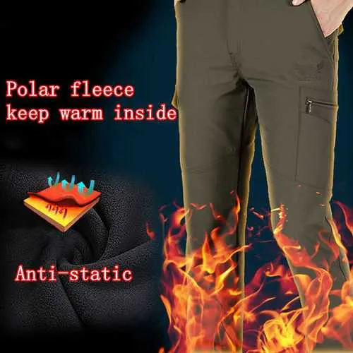 Outdoor Casual Windproof Waterproof Assault Pants Mens Warm Thick Speed Dry Trousers