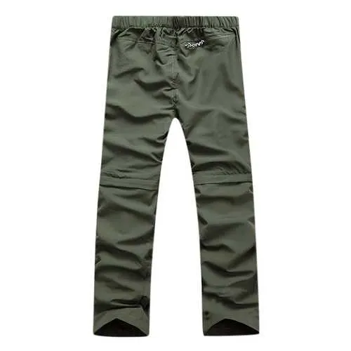 Outdoor Quick Drying Two Detachable Shorts Pants Men's Elastic Waist Drawstring Climbing Hiking Pant