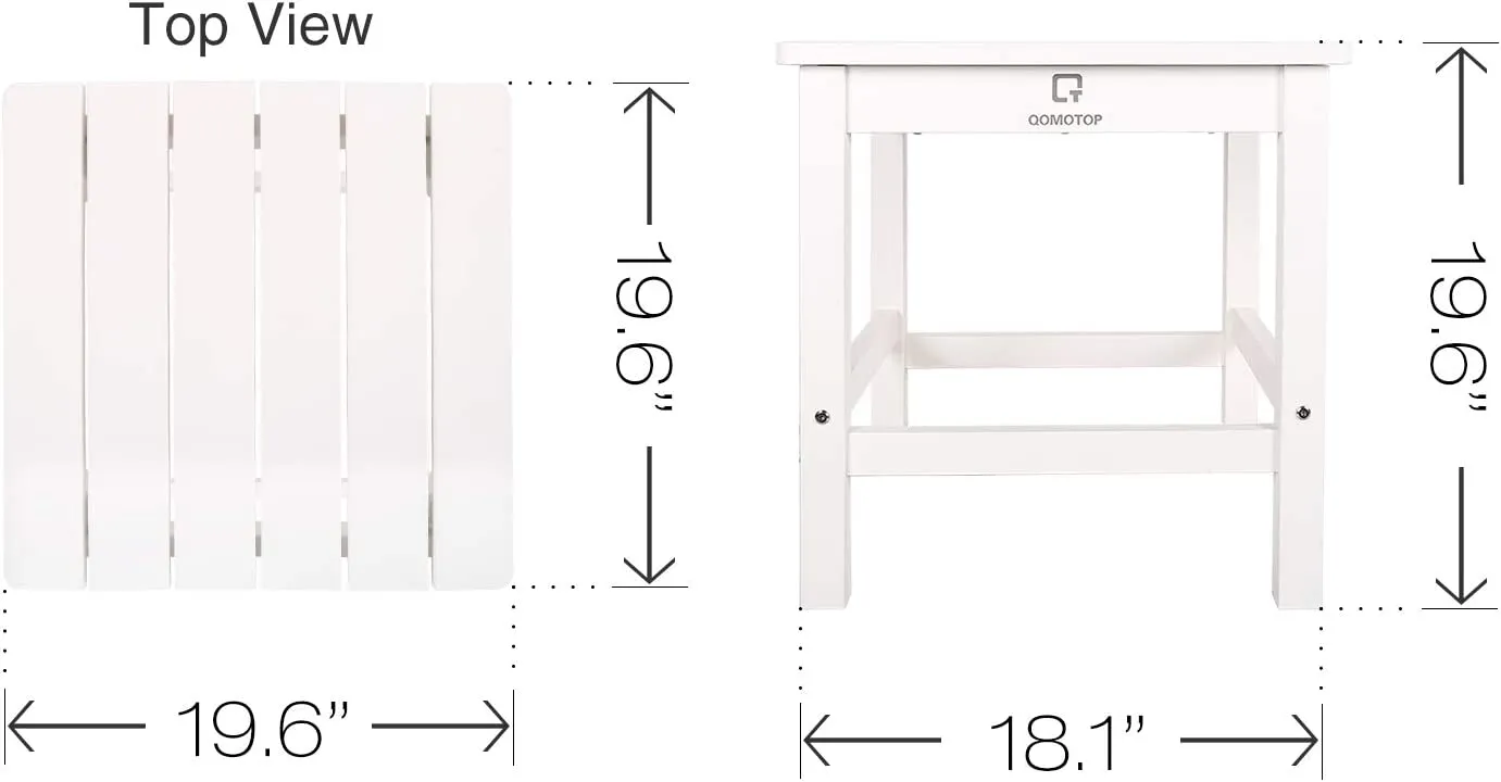 Outdoor Side Table, Poly Lumber 19.6" Square End Tables