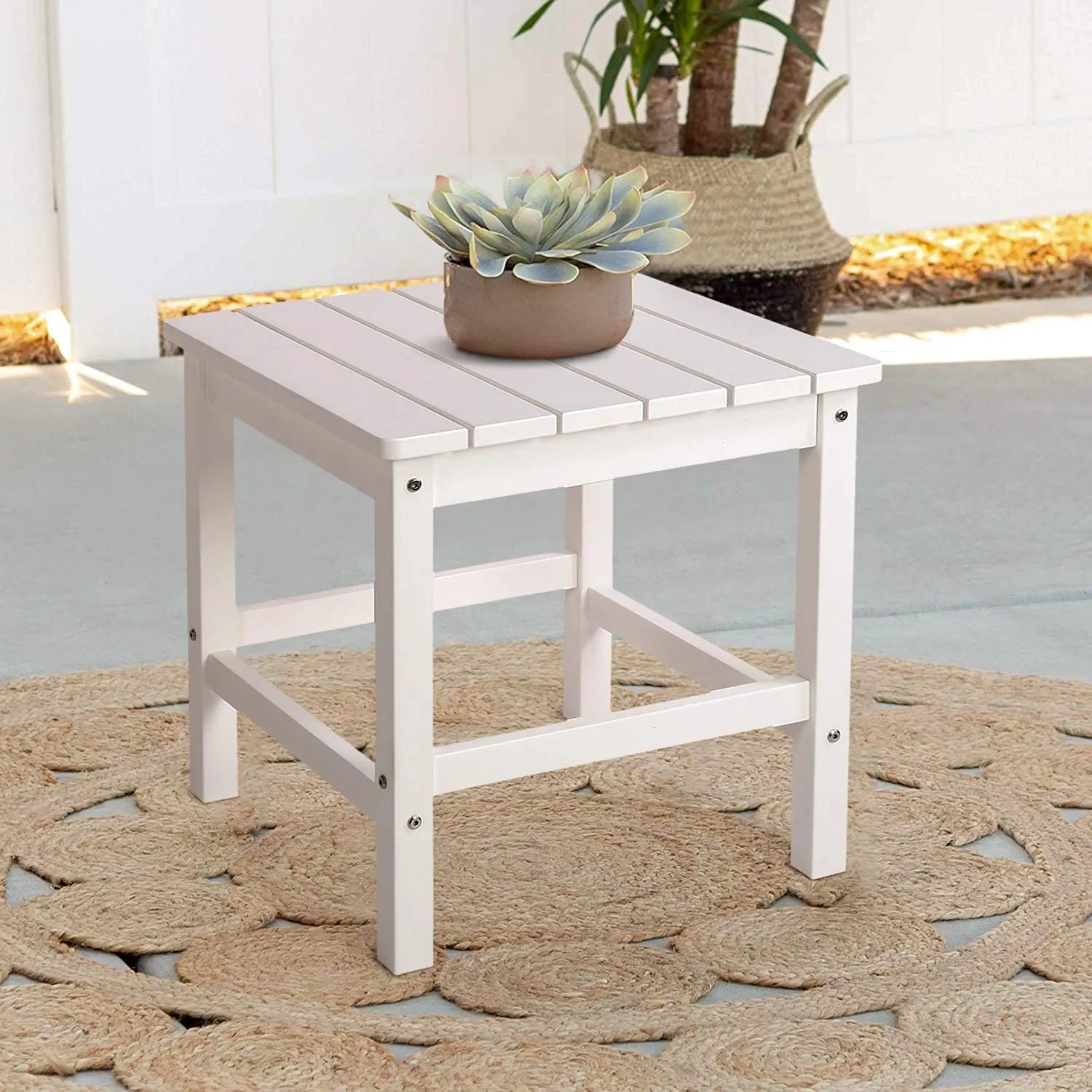 Outdoor Side Table, Poly Lumber 19.6" Square End Tables