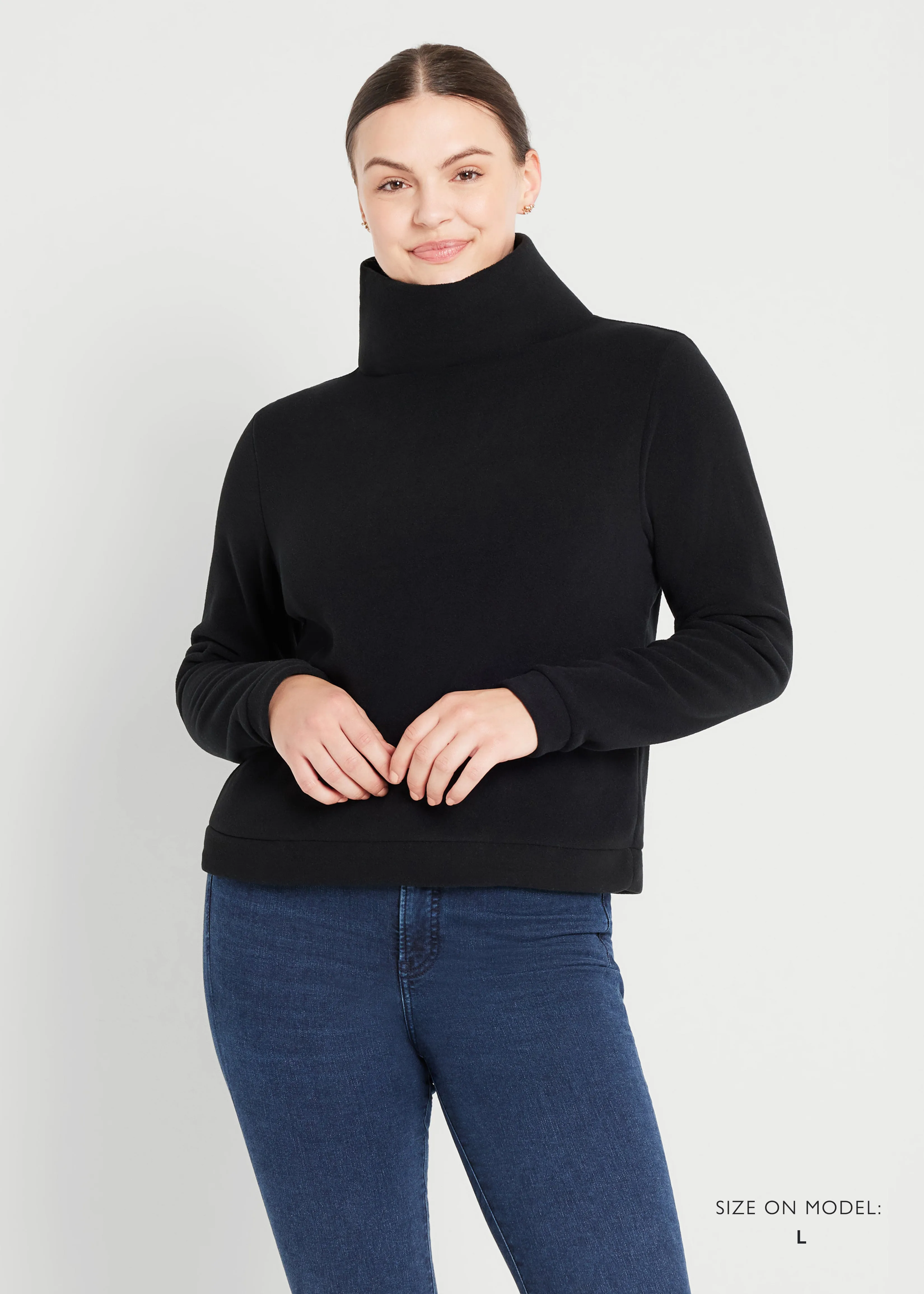 Park Slope Turtleneck in Vello Fleece (Black)