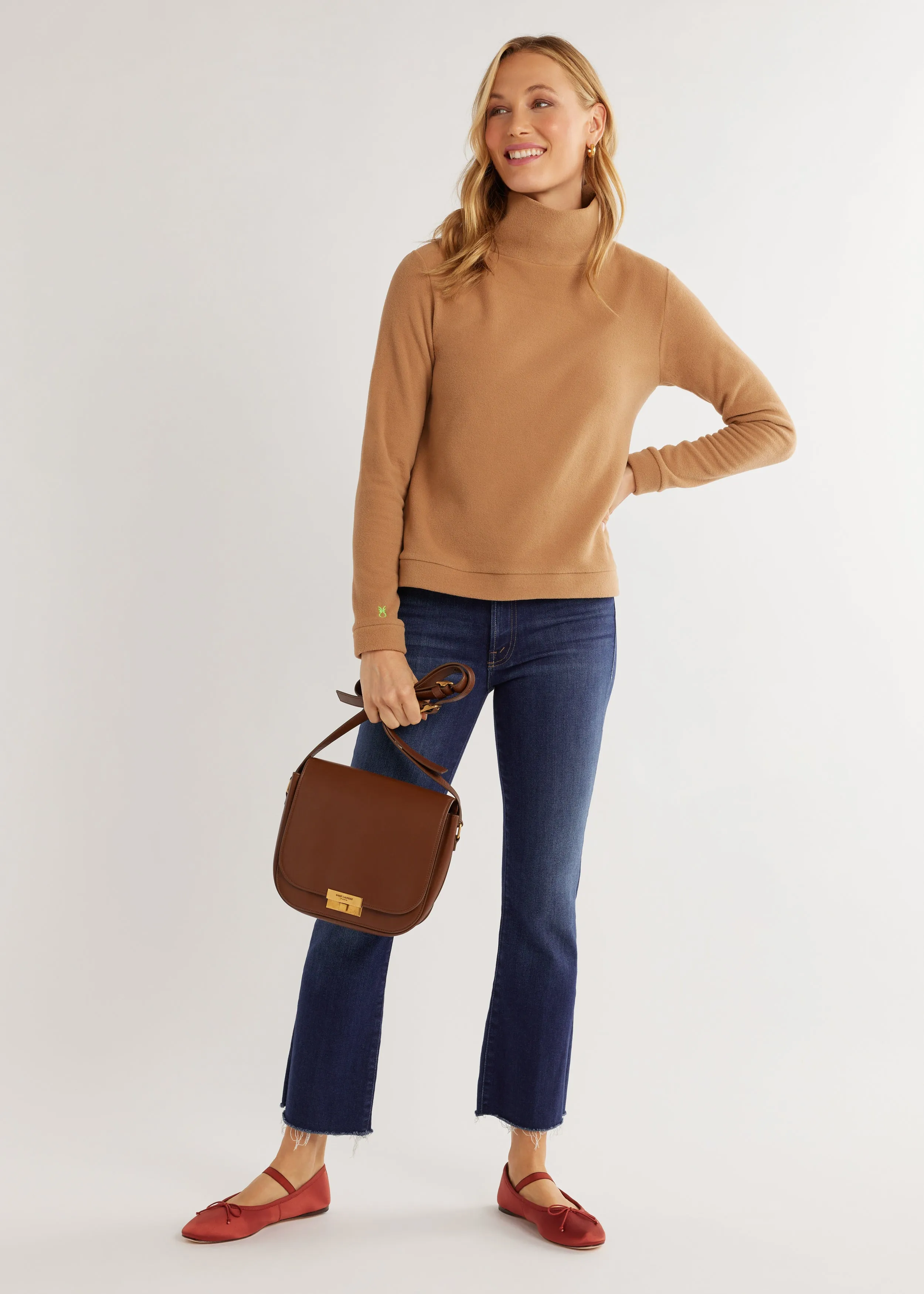 Park Slope Turtleneck in Vello Fleece (Camel)