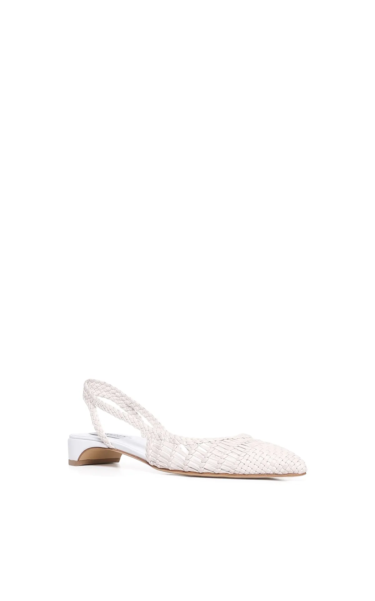 Perro Braided Slingback Shoe in Pearlized White Leather