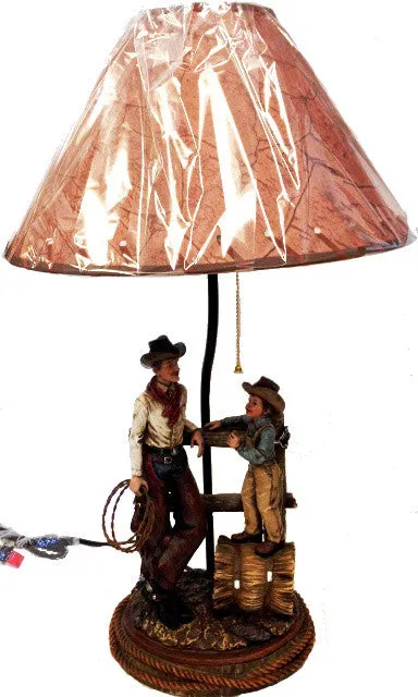 "Cowboy and Son" Western Table Lamp