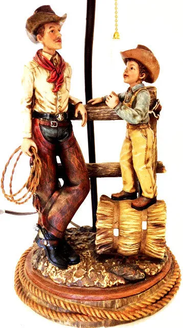 "Cowboy and Son" Western Table Lamp