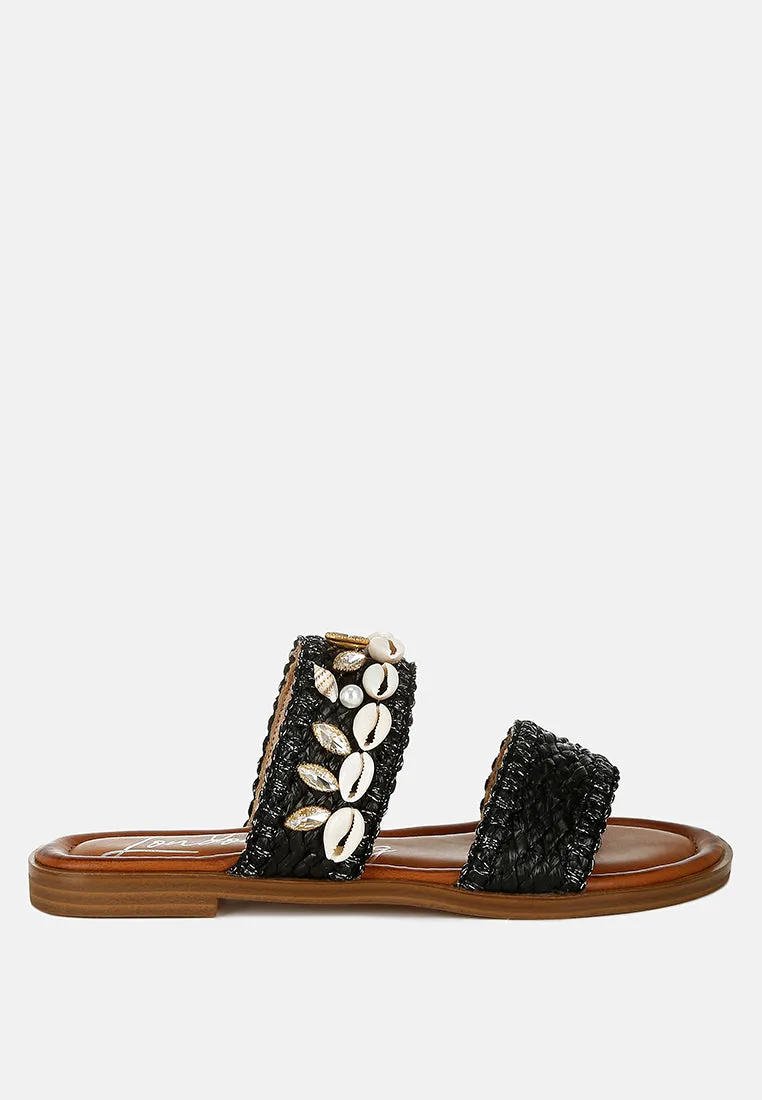 Raffia Slip On Sandals by RUW