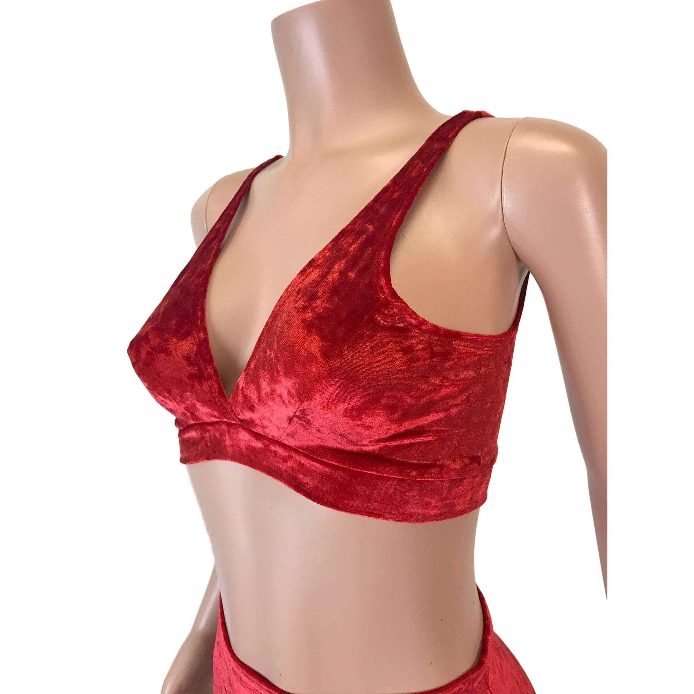 Red Crushed Velvet Bralette