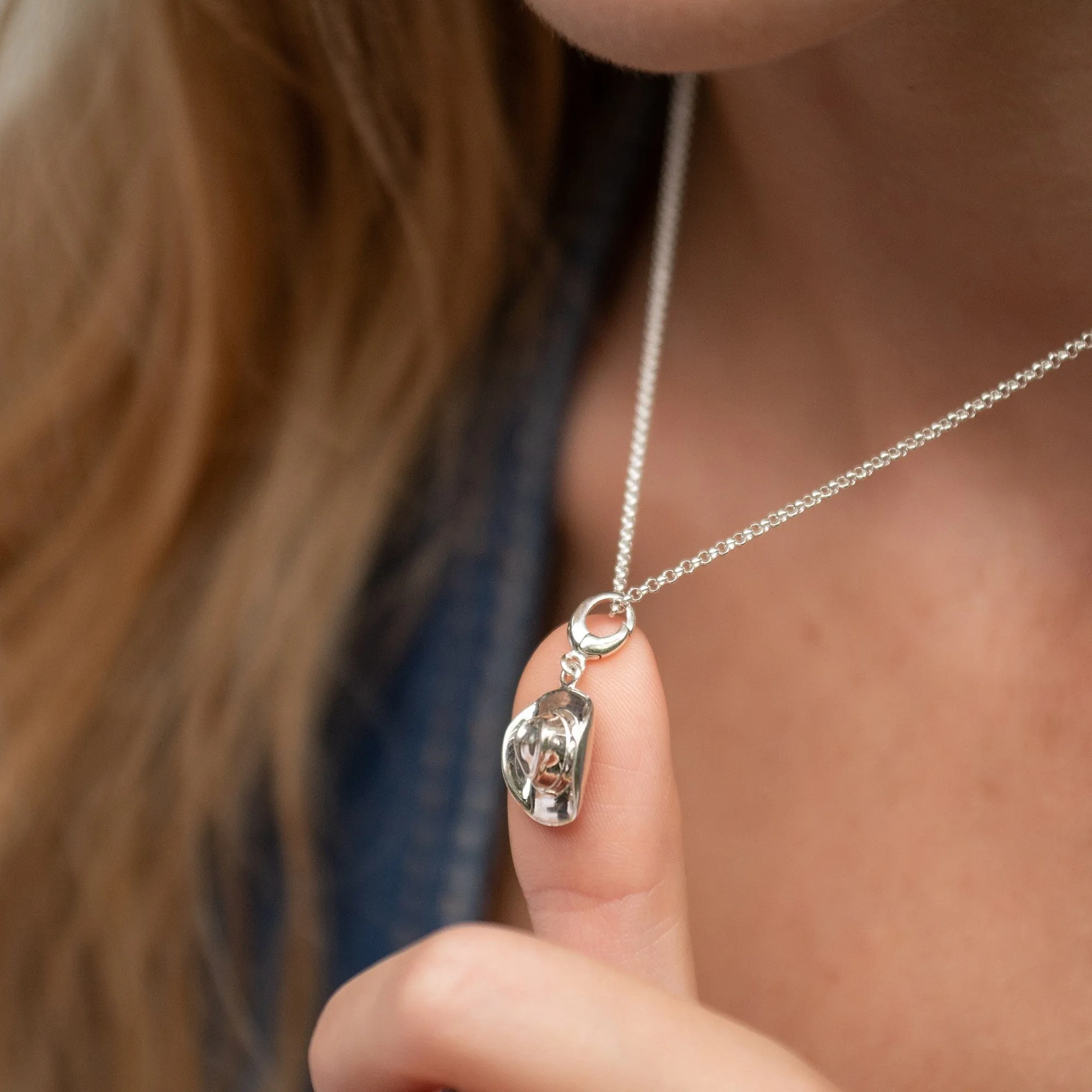 Silver Cowboy Hat Necklace