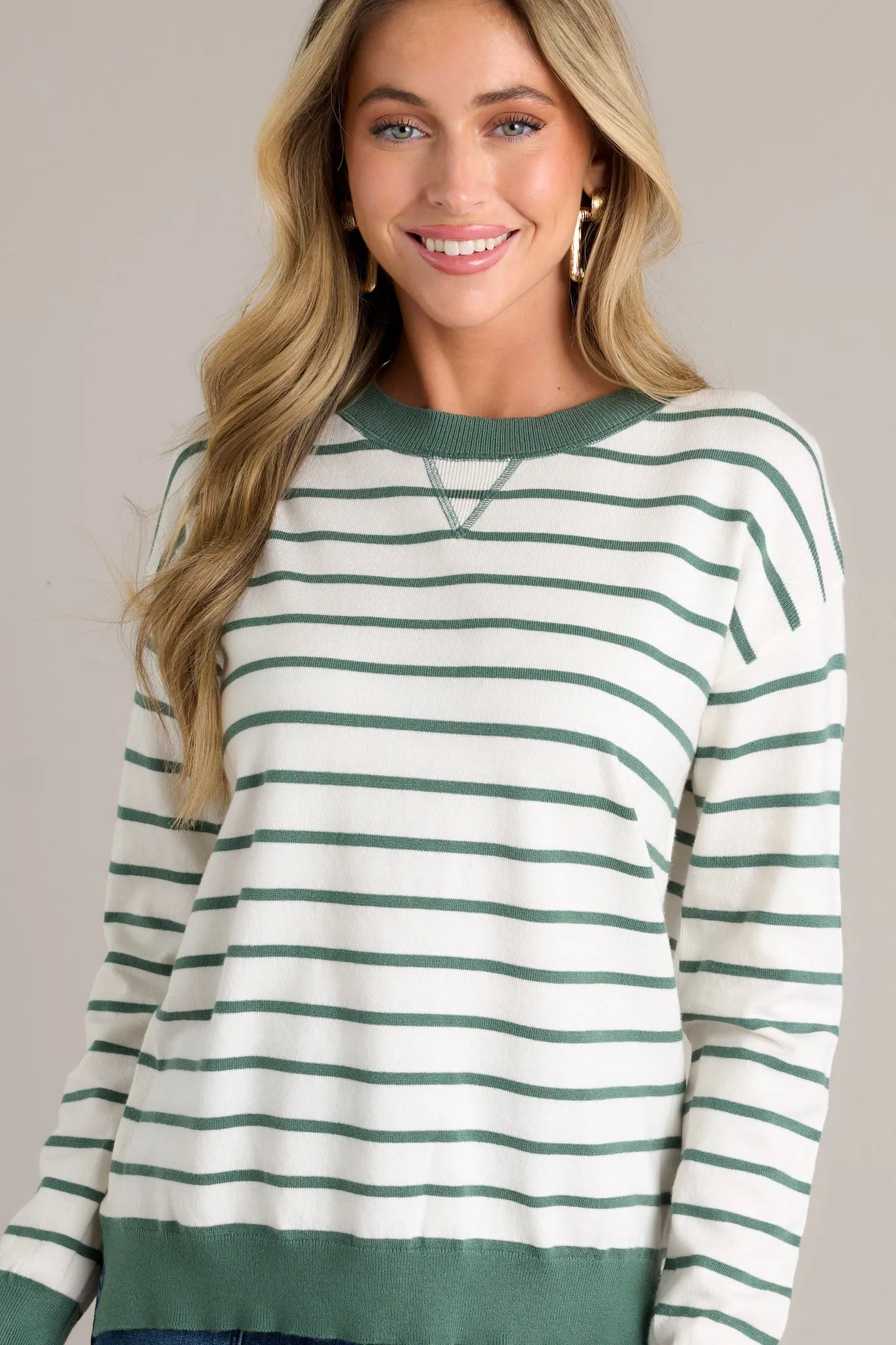 Summit Slope Ivory Stripe Long Sleeve Top