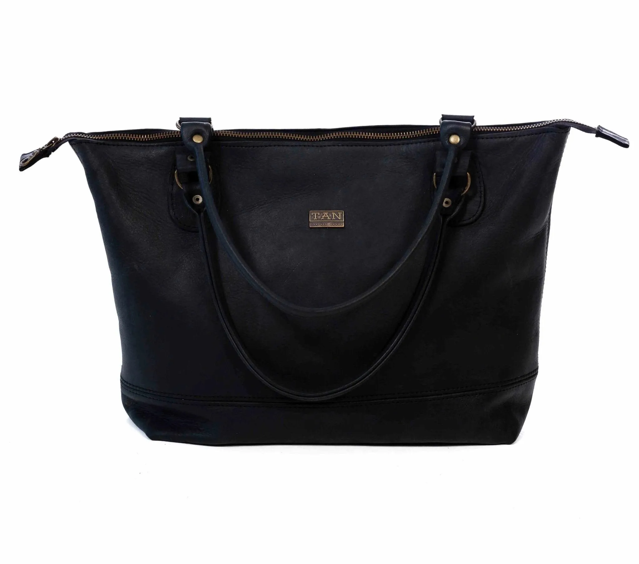 Tan Leather Goods - Daisy Leather Handbag | Black