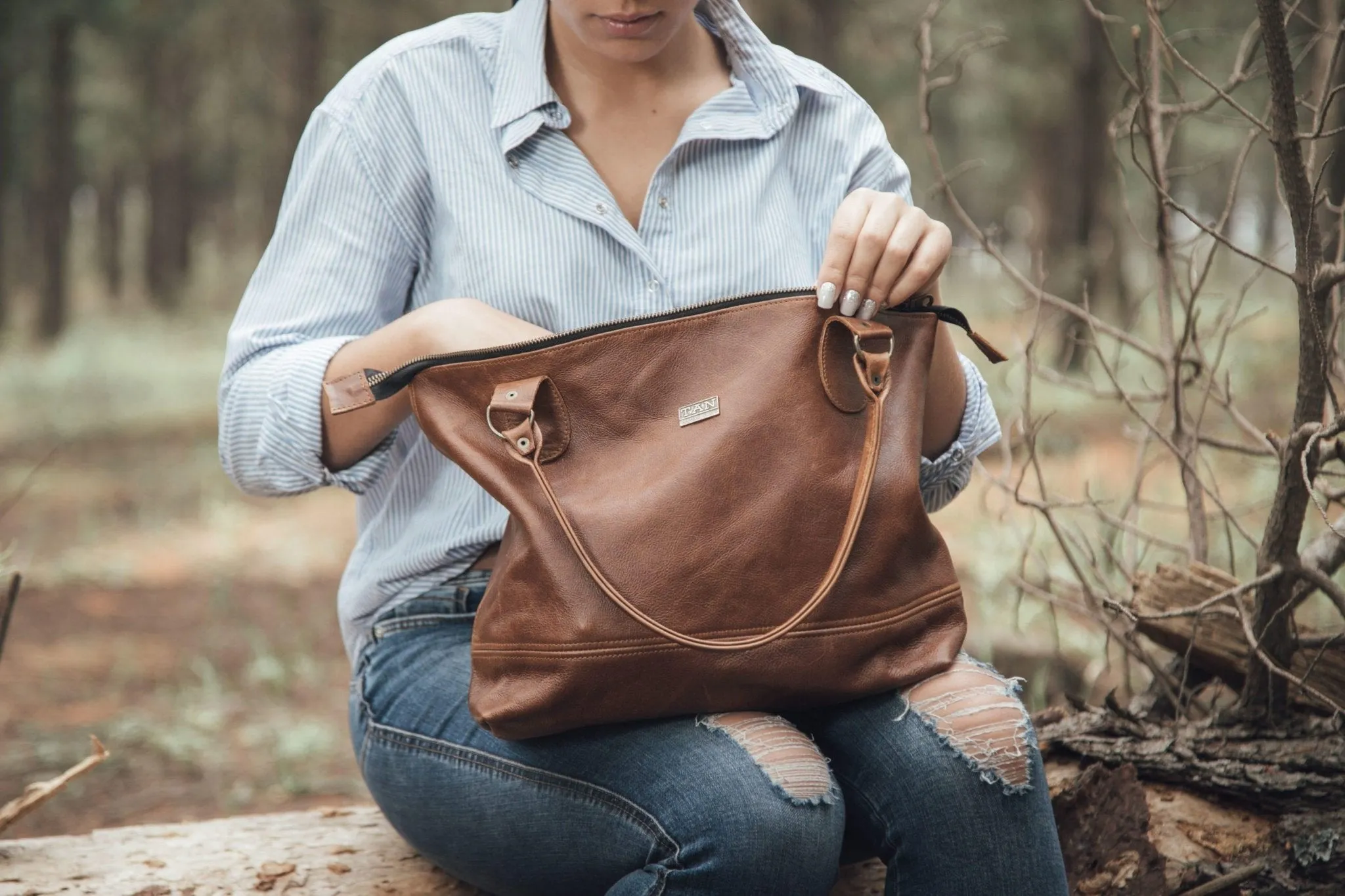 Tan Leather Goods - Daisy Leather Handbag | Toffee