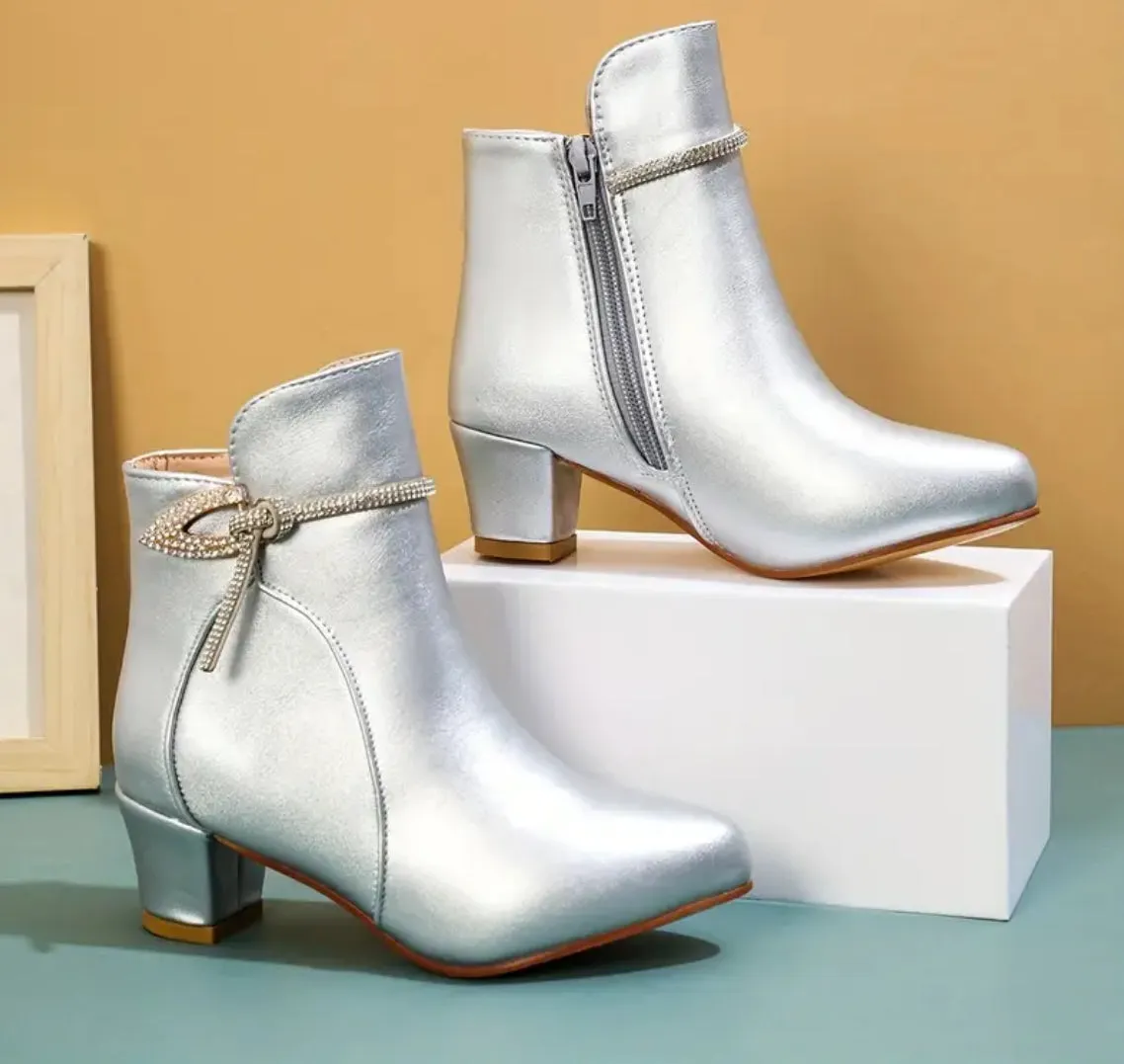 “Teen Trendy” Ankle Rhinestone Boots