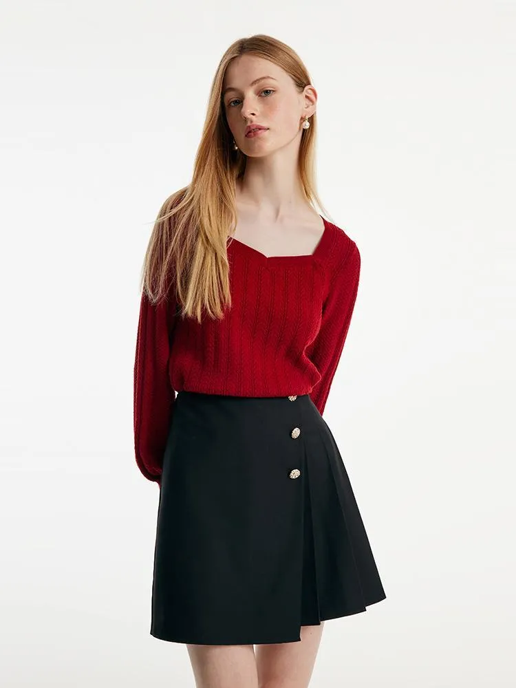 Tencel And Woolen Women Sweater With Detachable Bowknots