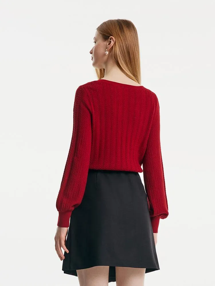 Tencel And Woolen Women Sweater With Detachable Bowknots