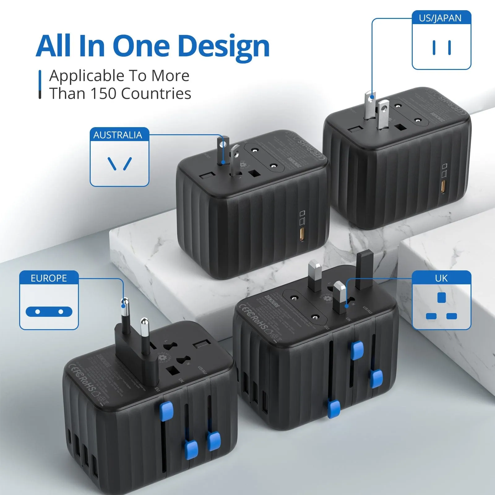 TrioCharger™️ All in One Worldwide Travel Adapter