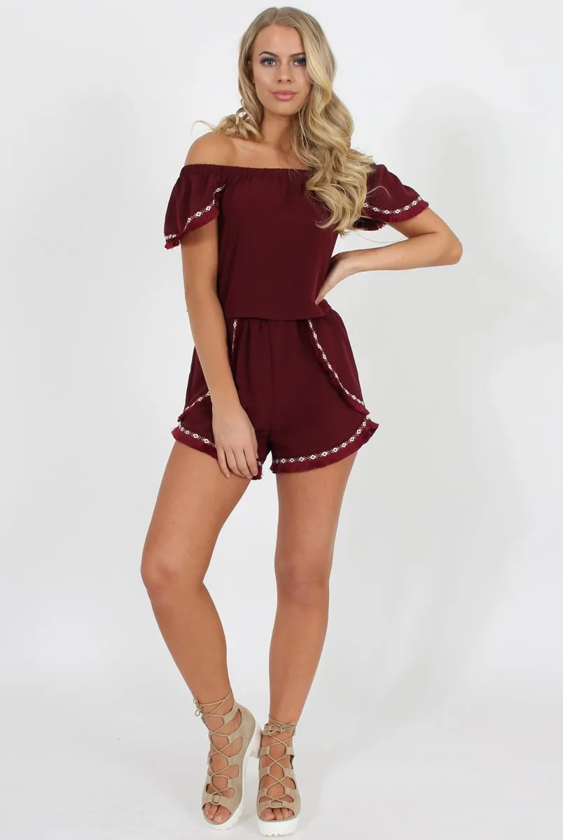 Wine Bardot Two Piece - Jessica