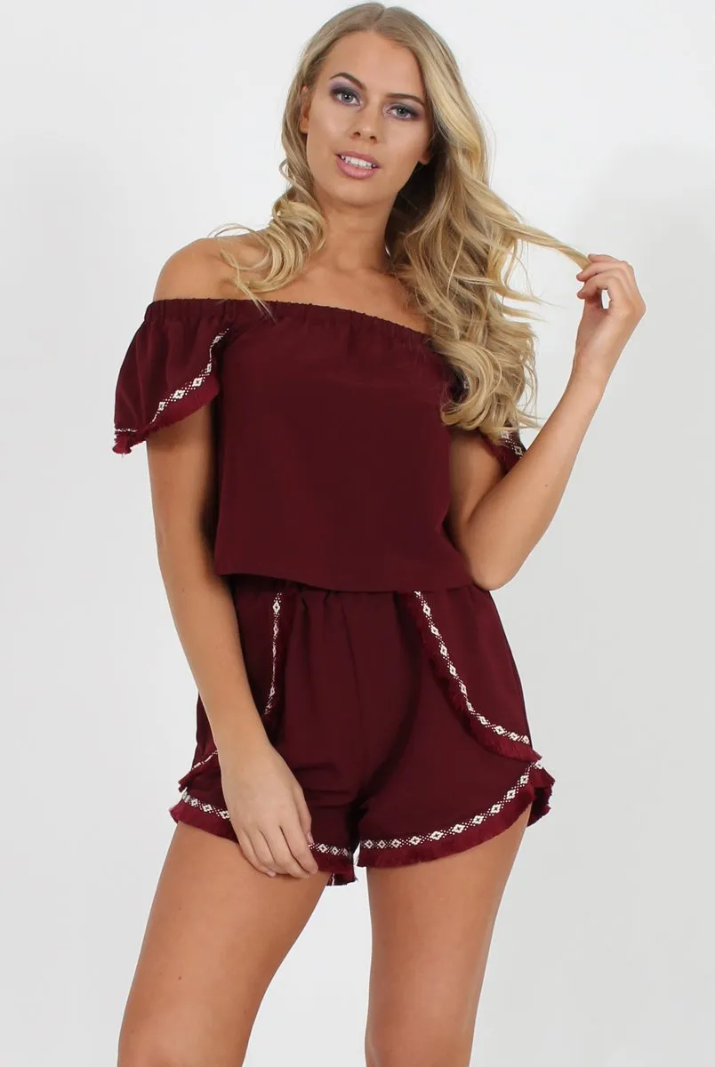 Wine Bardot Two Piece - Jessica